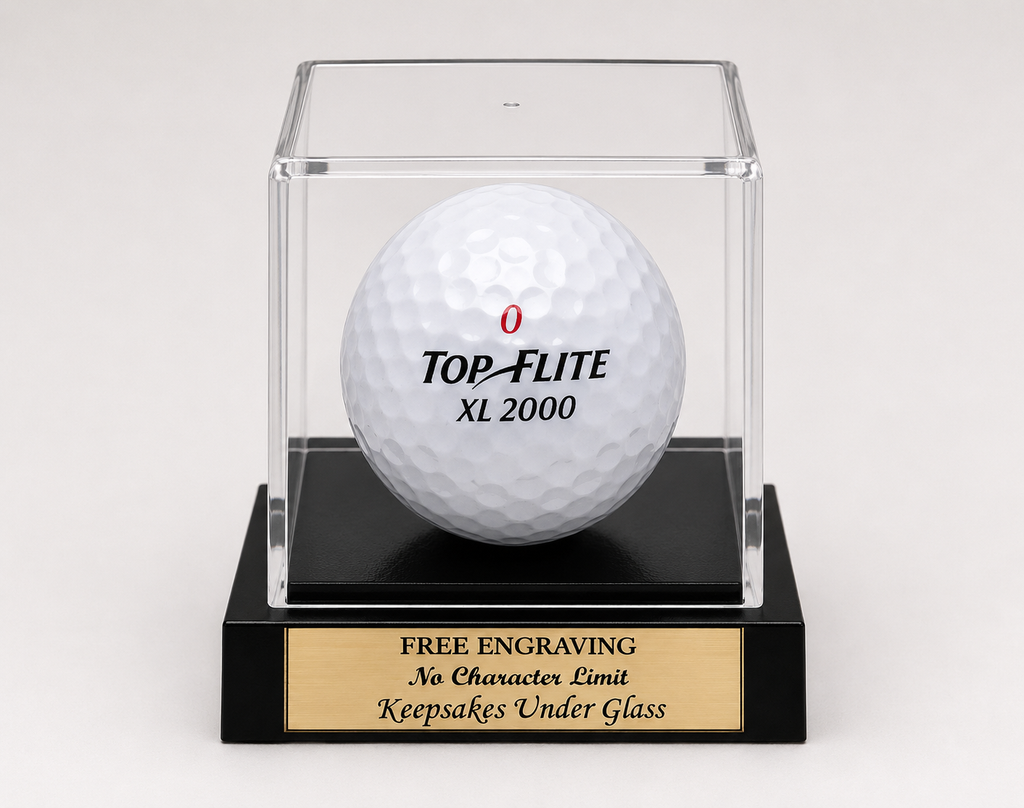 Acrylic Golf Ball Display Case: Hole in One Award, Free Engraved Name Plate