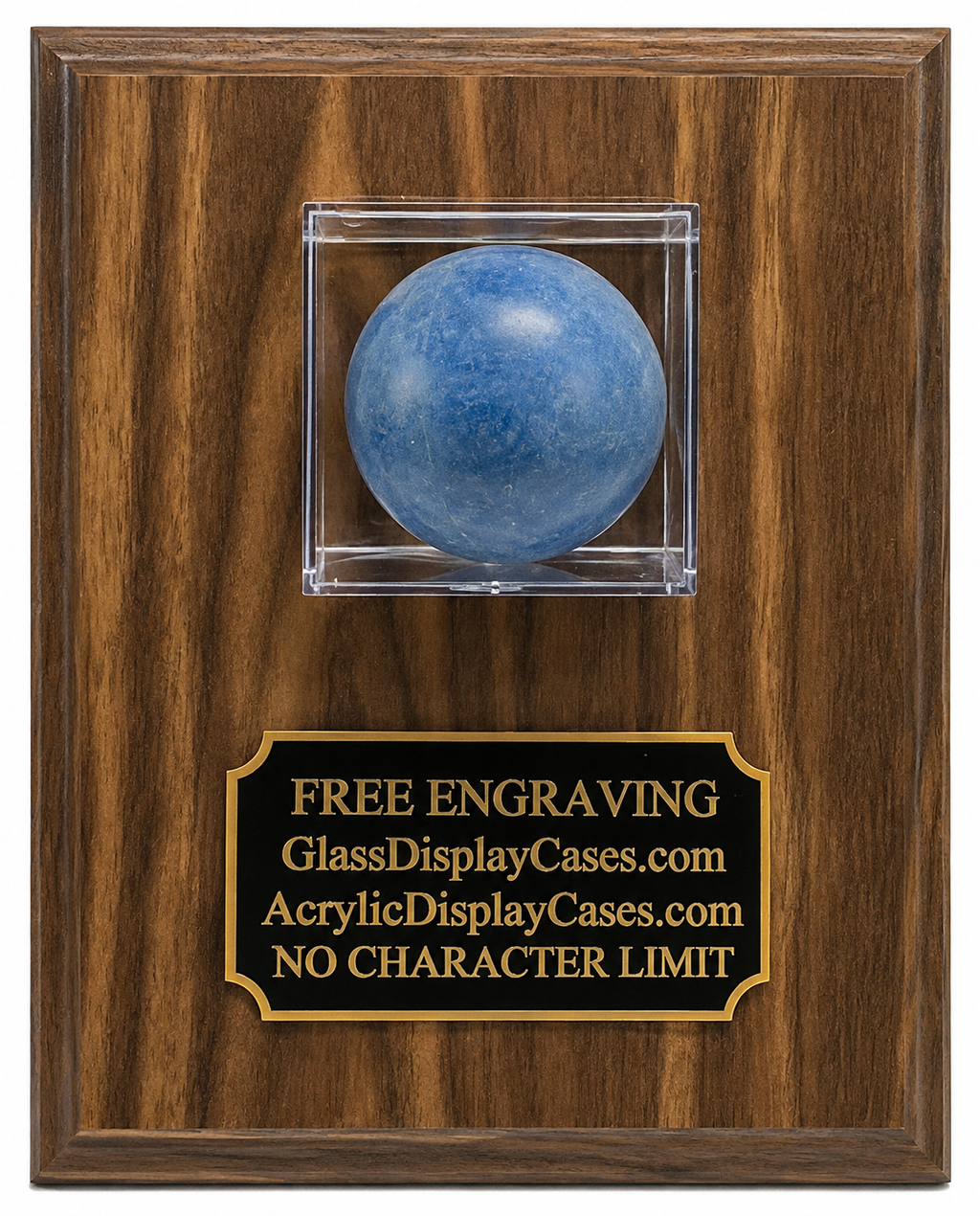 Personalized Lacrosse Ball Display Case: Walnut or Black Wood Plaque, Free Engraving