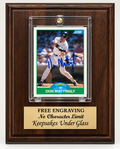 Baseball Trading Card Display Case: Walnut Finish Wood Plaque