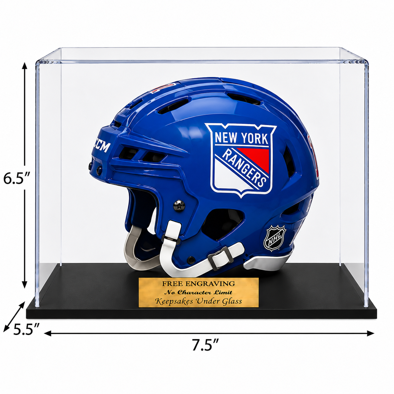 Mini Football Helmet Personalized Acrylic Display Case With a Black Acrylic Base