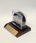 Personalized Hockey Puck Acrylic Display Case: Cherry Finish Wood Base & Free Engraving