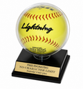 Softball Acrylic Personalized - Engraved Display Case with Black Slant Base for an 11" Ball