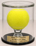 Tennis Ball Glass Display Case Round Dome with Engraved Nameplate