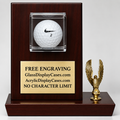 Personalized Golf Ball Display Case: Cherry Finish Wood & Acrylic, Free Engraving
