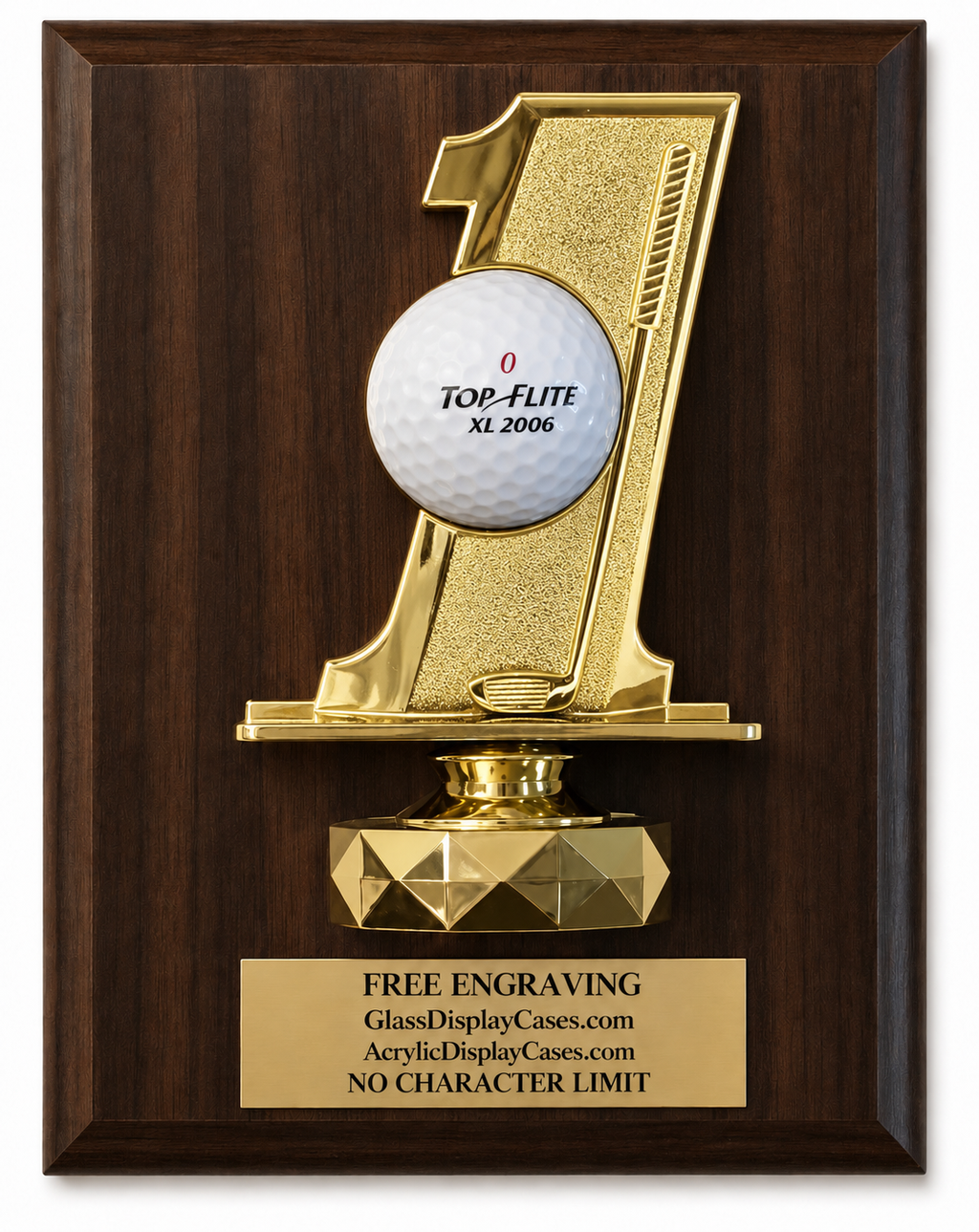 Personalized Hole in One Golf Ball Display: Walnut Wood Plaque, Free Engraving
