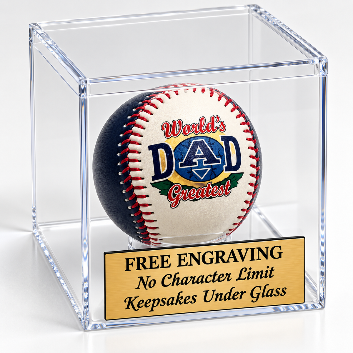 Baseball Acrylic Display Case With Fitted Lid and Custom Stand - Free Engraving