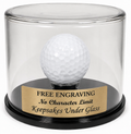 Golf Ball Display Case: Round Dome with Base - Free Engraved Nameplate