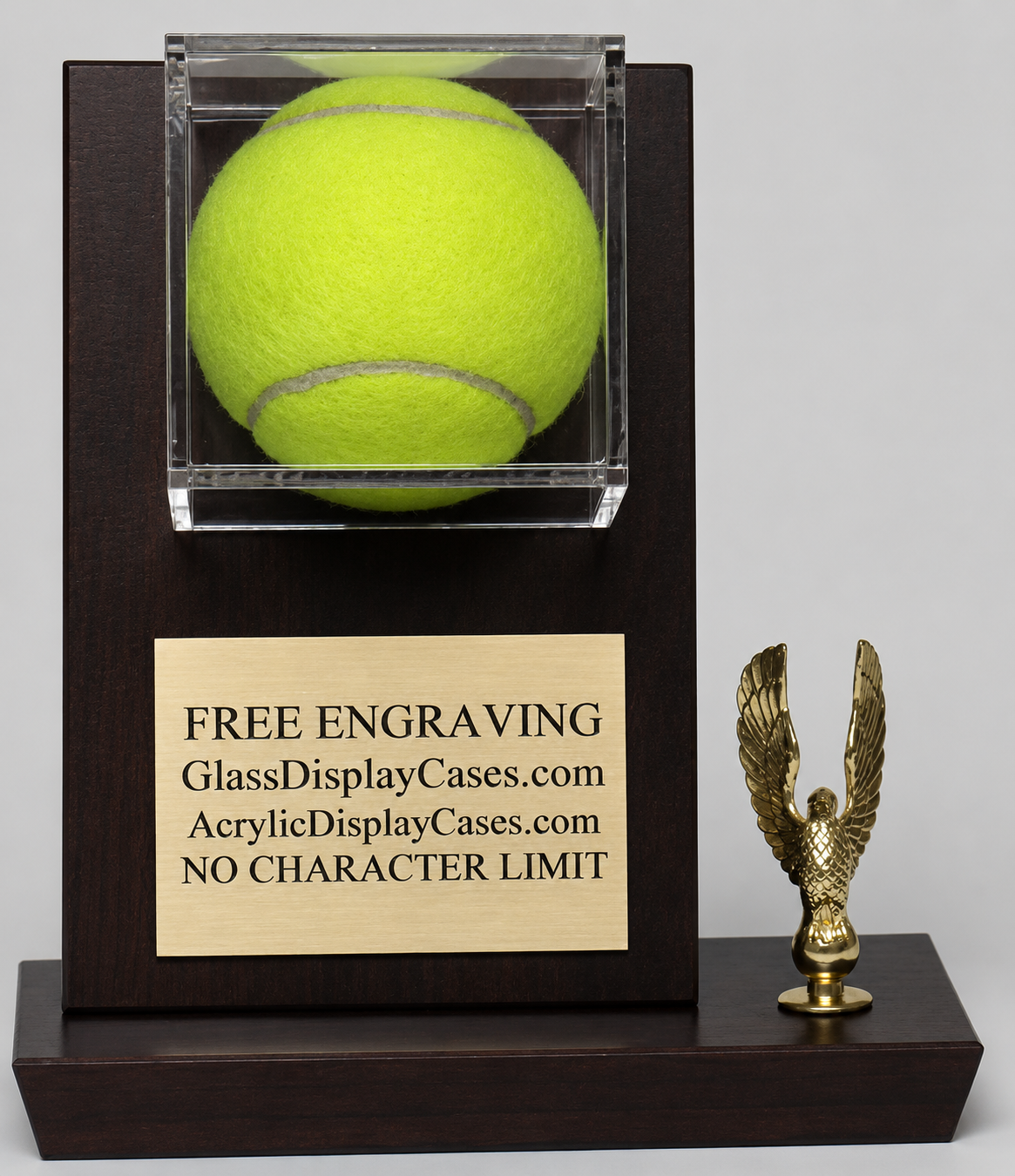 Lacrosse Ball Personalized Wood and Acrylic Desktop Display Case with Cherry Finish - Free Engraving