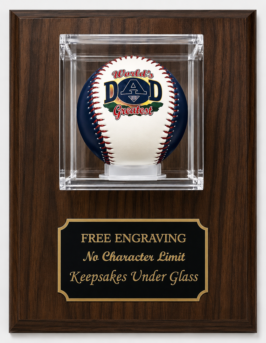 Walnut Baseball Display Case: Wall Mount, Free Engraving
