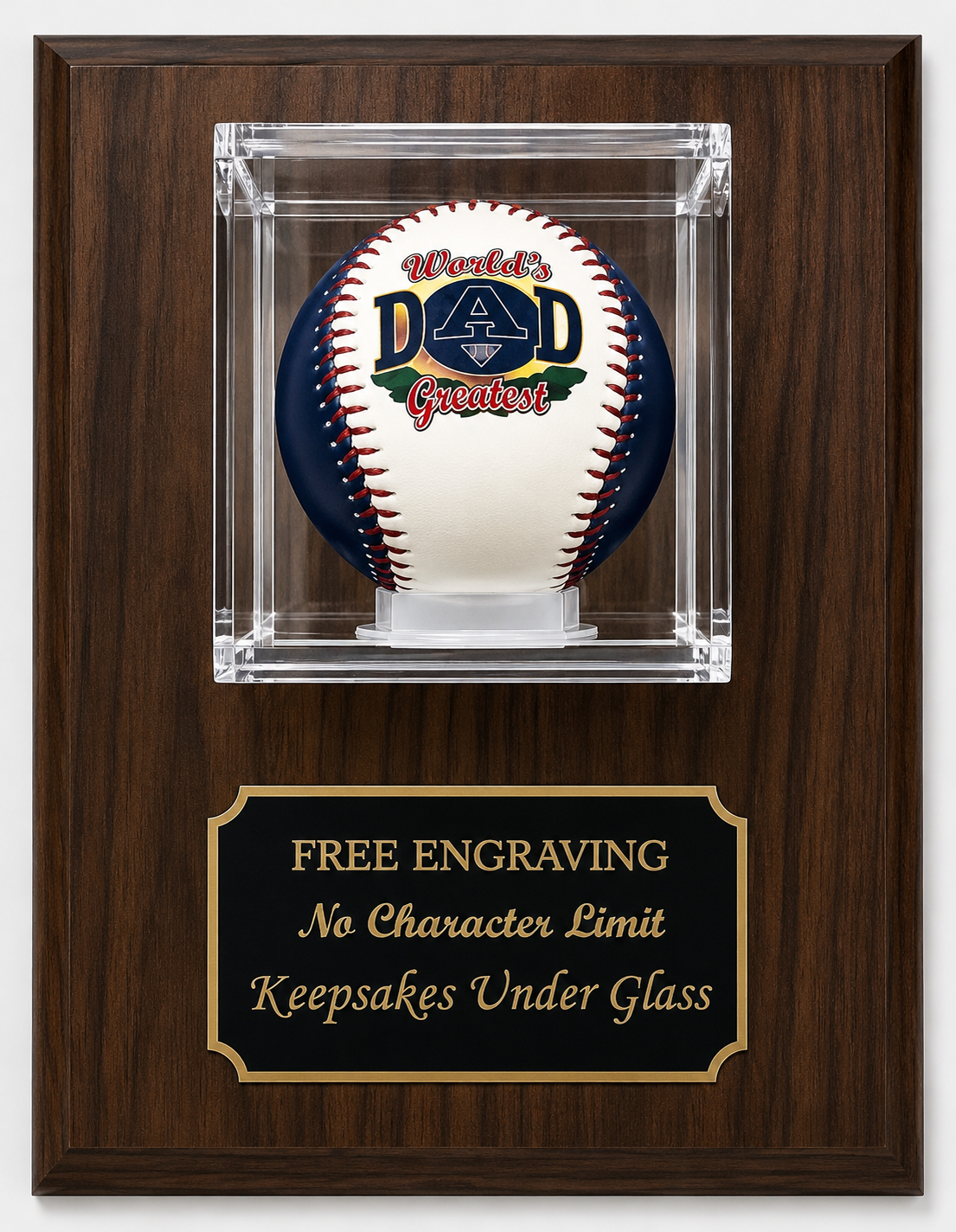 Walnut Baseball Display Case: Wall Mount, Free Engraving