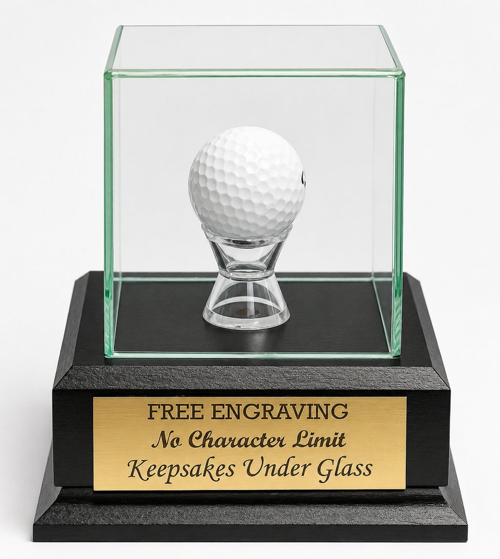 Personalized Golf Ball Display Case: Hole In One Award with Engraved Plate