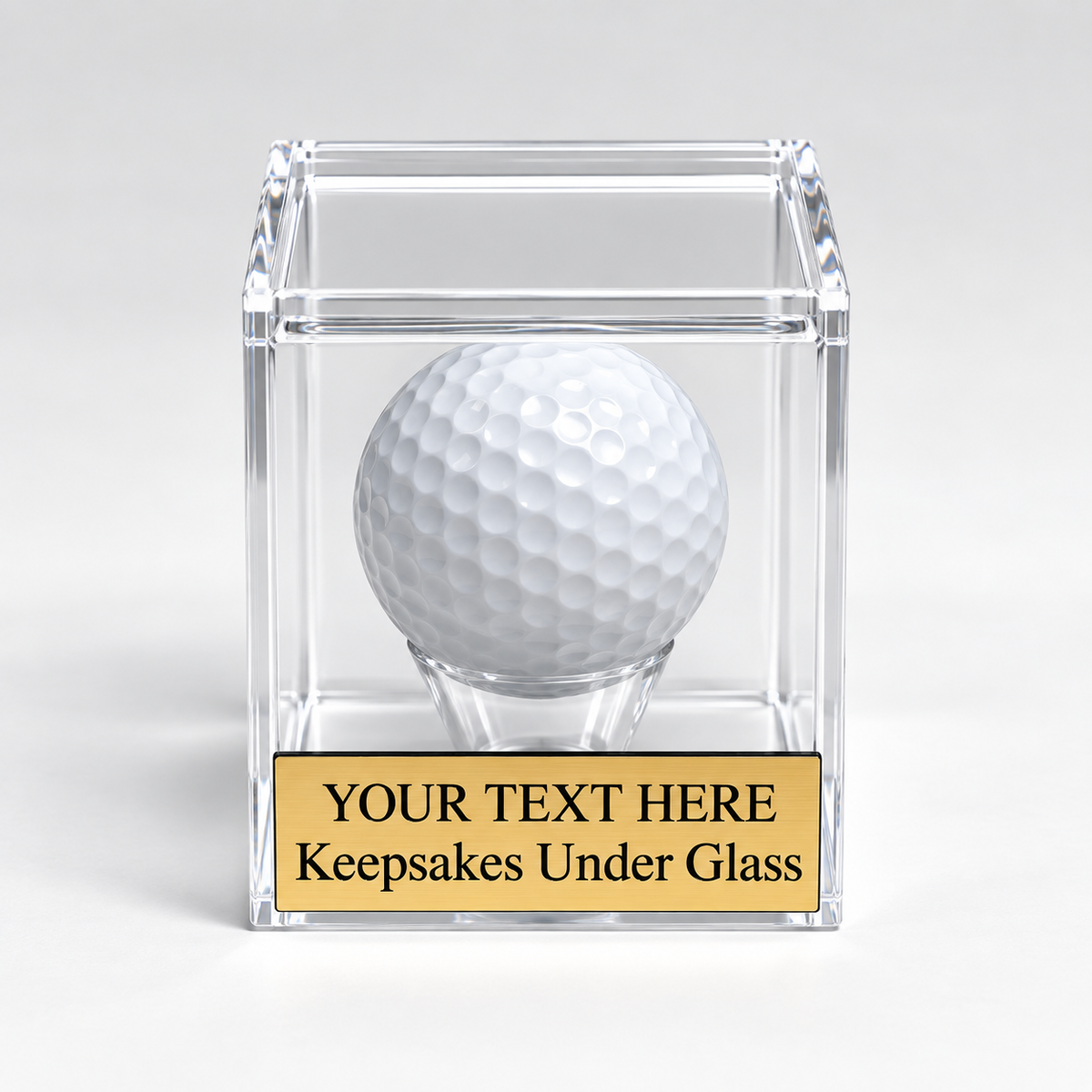 Engraved Golf Ball Display Case: Acrylic Hinged Lid Award