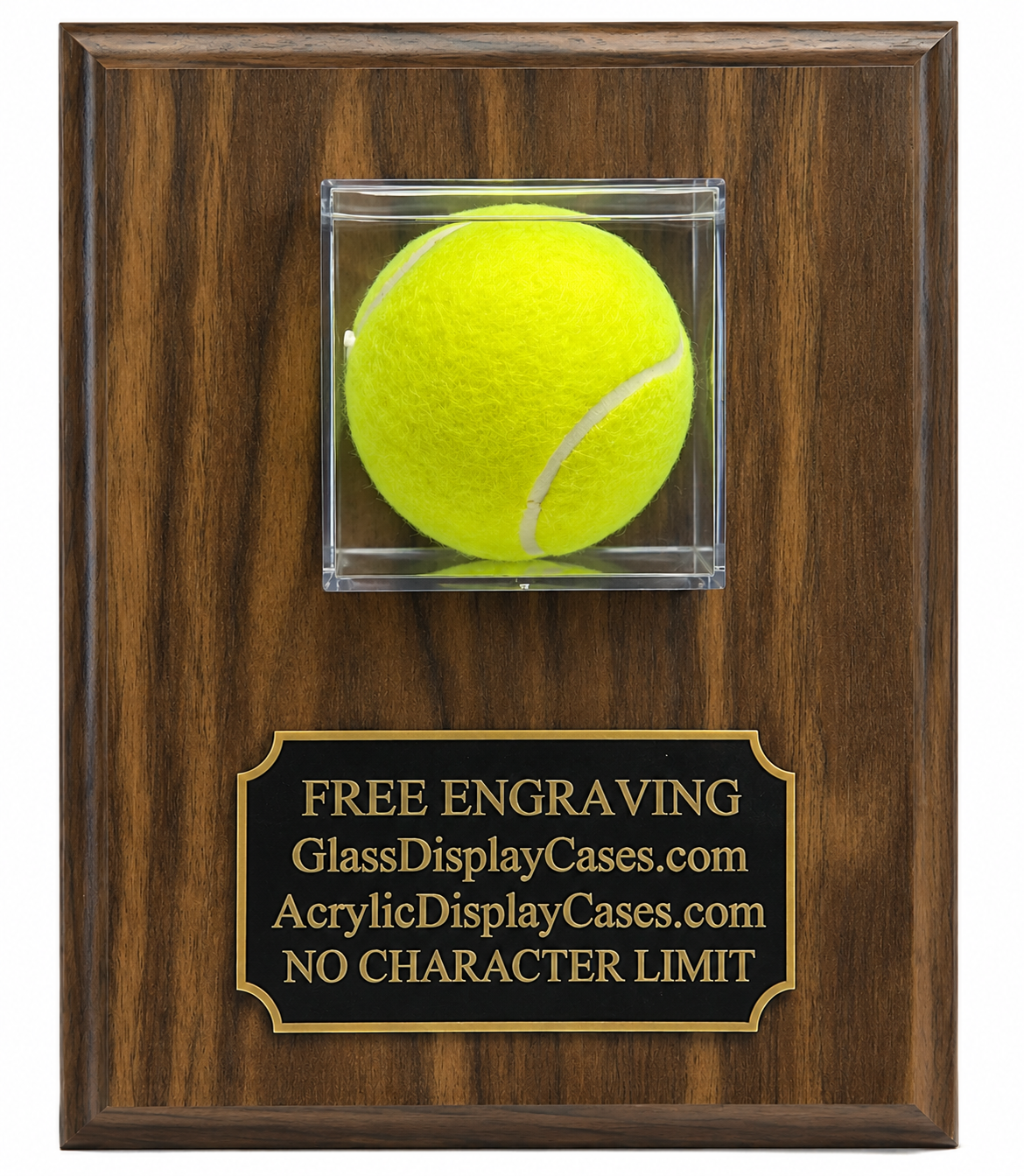 Personalized Tennis Ball Display Case: Walnut Wood Wall Mount with Free Engraving