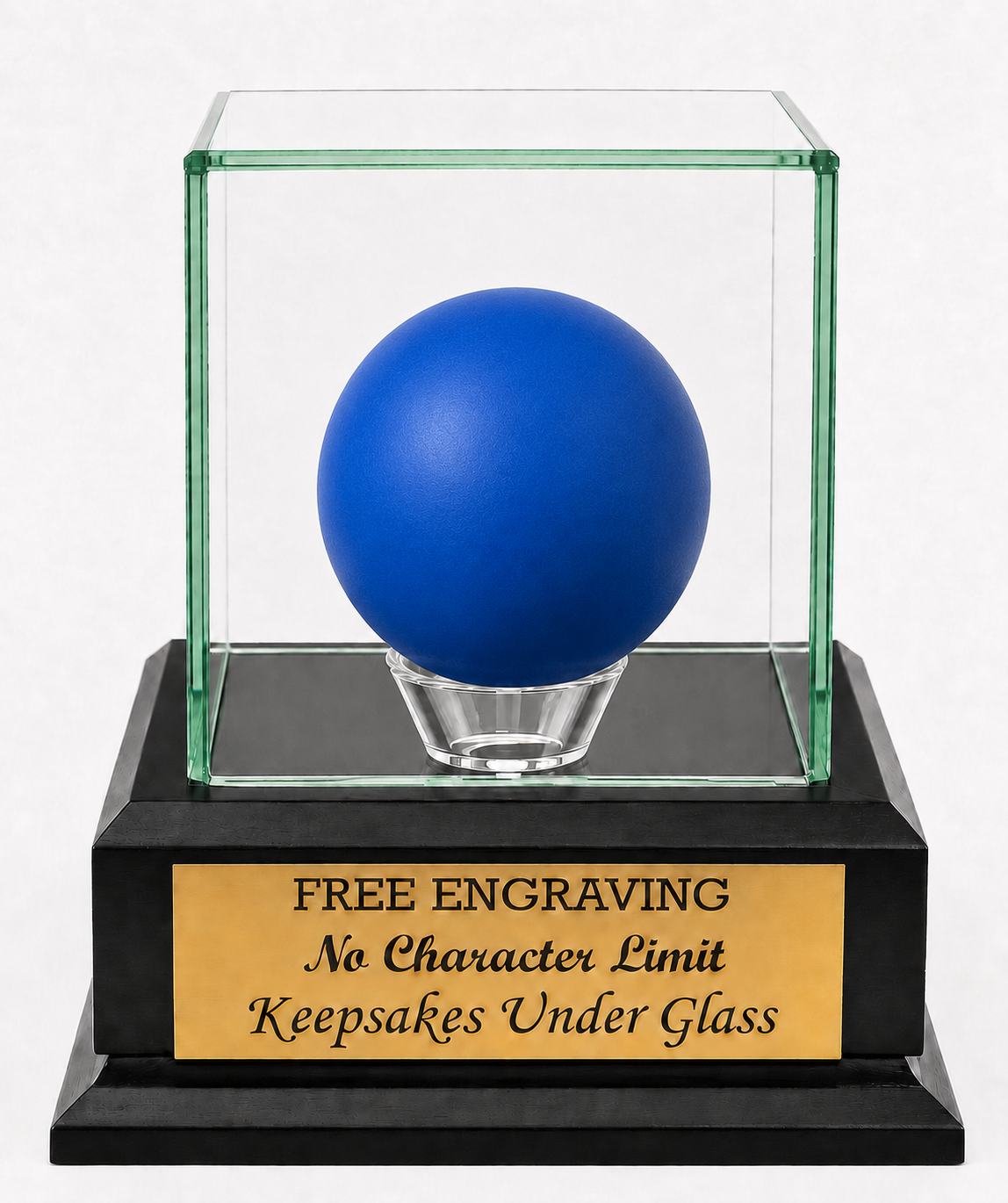 Personalized Lacrosse Ball Display Case: Mahogany or Black Wood Base