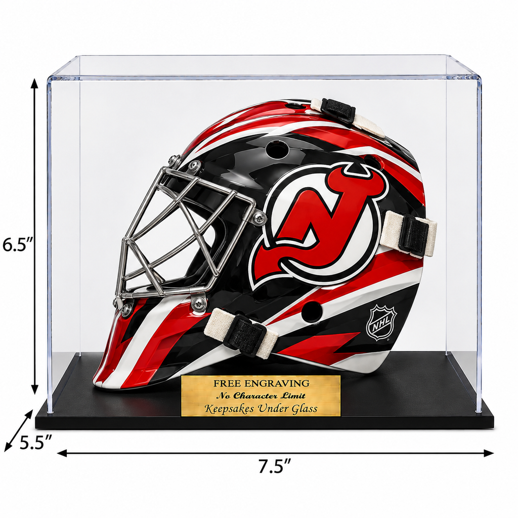 Mini Football Helmet Personalized Acrylic Display Case With a Black Acrylic Base