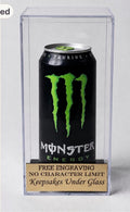 Personalized Tall 16oz Can Acrylic Display Case: Black Base, Free Engraving