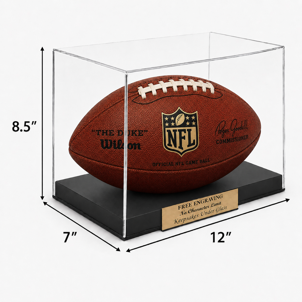 Football Personalized Acrylic Display Case for NFL and NCAA Balls.  “Fully Assembled”
