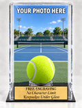Tennis Ball Personalized Acrylic Display Case with Your Photo Printed and Installed