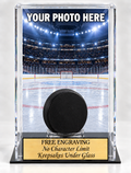 Hockey Puck Acrylic Display Case Holder with Your Photo Printed and Installed