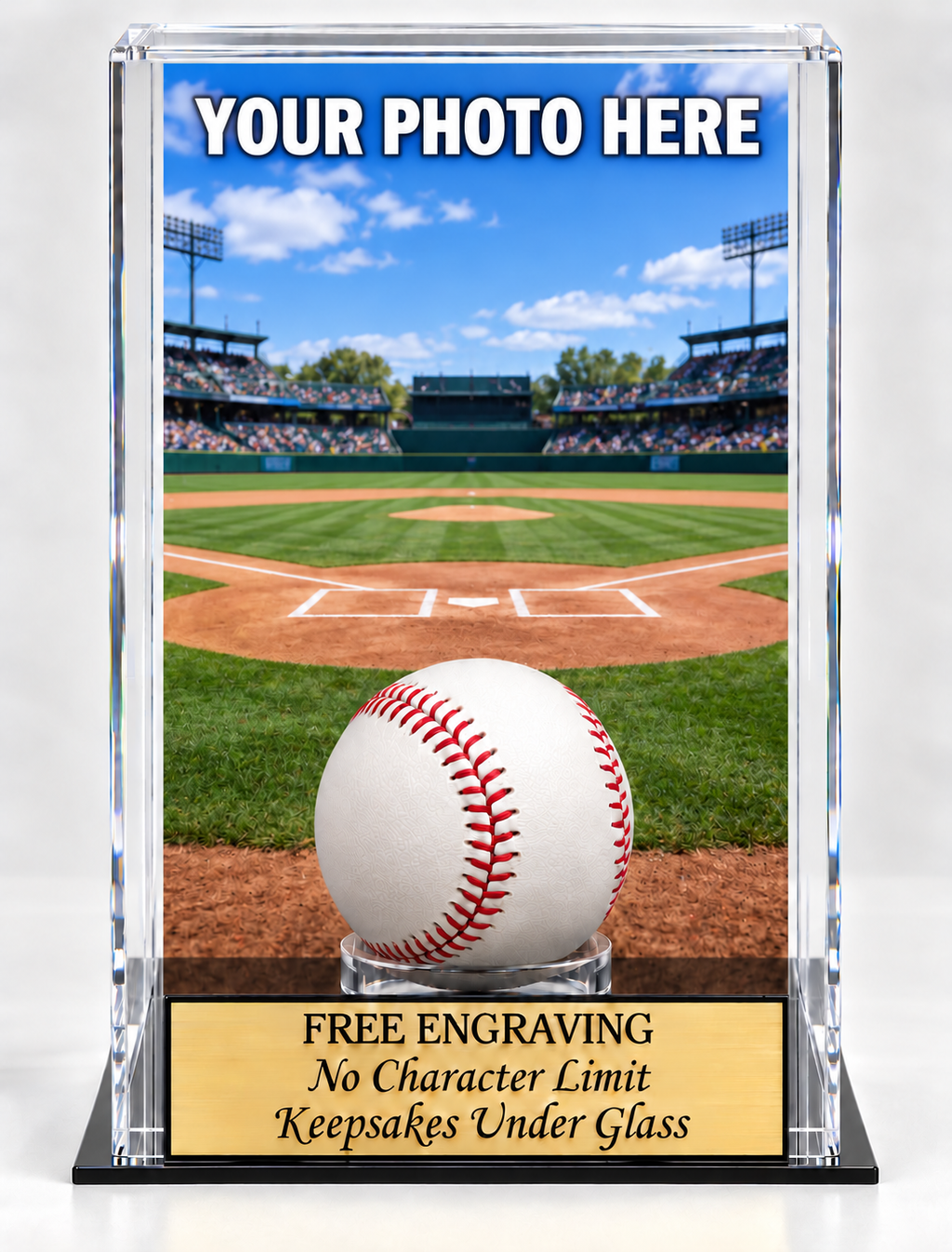Baseball Personalized Acrylic Display Case with Your Photo Printed and Installed