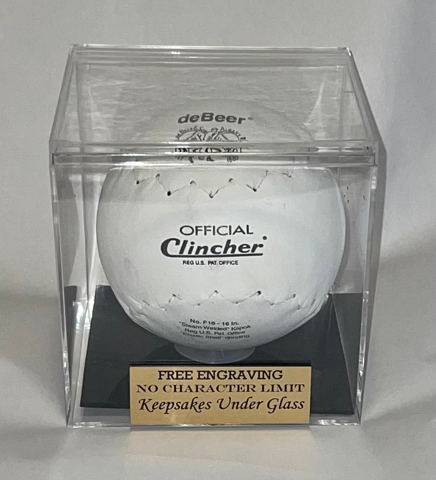 Softball Acrylic Personalized Display Case For A 16" Chicago Style Clincher Ball
