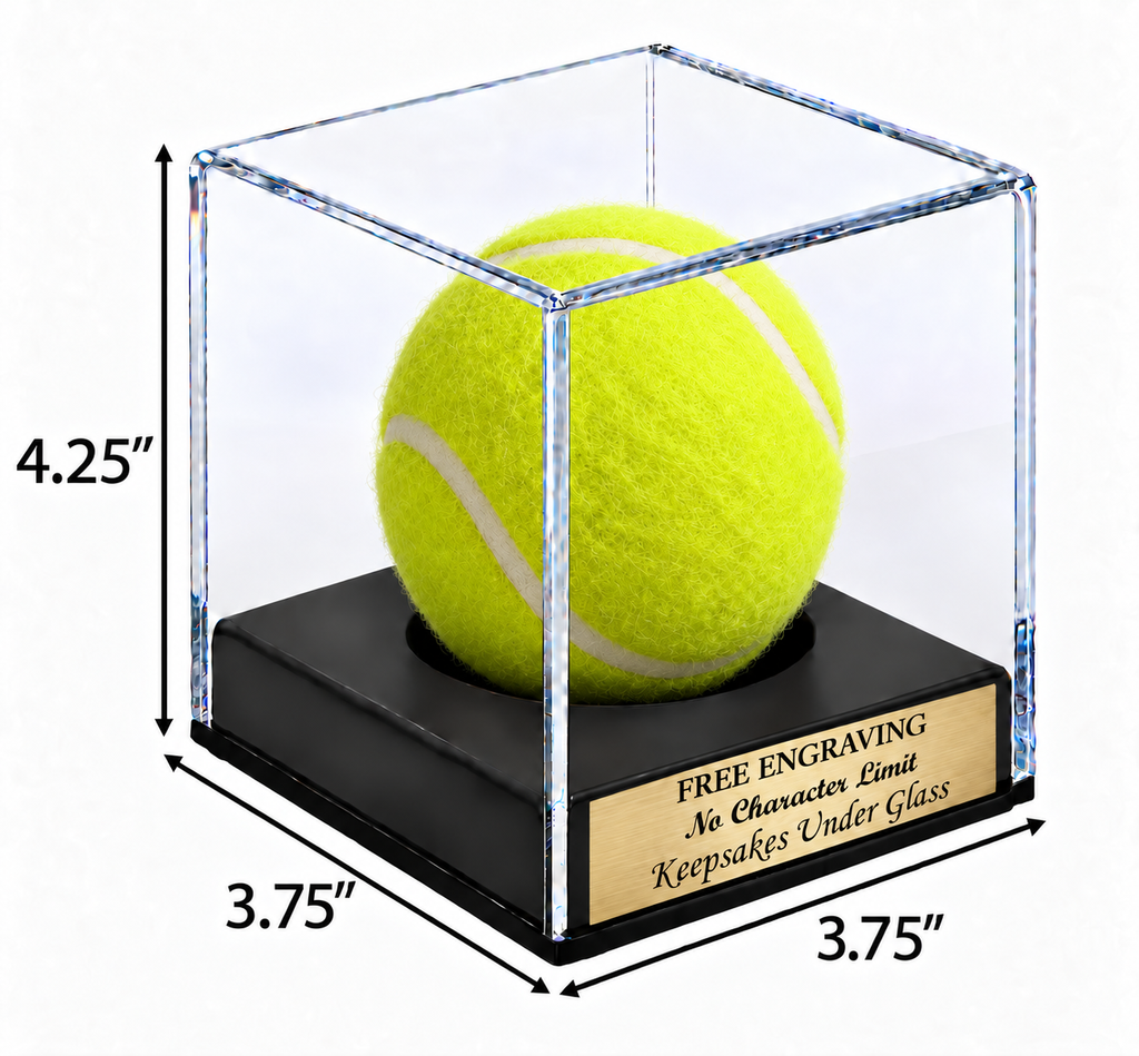 Tennis Ball Personalized Acrylic Display Case: Custom Engraving