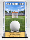 Lacrosse Ball Personalized Acrylic Display Case with Your Photo Printed and Installed