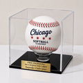 Softball Acrylic Personalized Display Case For A 16" Chicago Style Clincher Ball