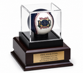 Personalized Baseball Display Case: Acrylic with Cherry or Black Finish Wood Base