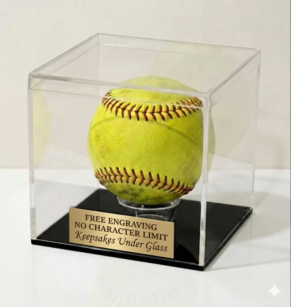 Softball Acrylic Personalized Display Case For An 11" or 12" Ball.