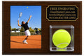 Personalized Tennis Ball Display Case with 5x7 Photo - Cherry Finish Wood Plaque