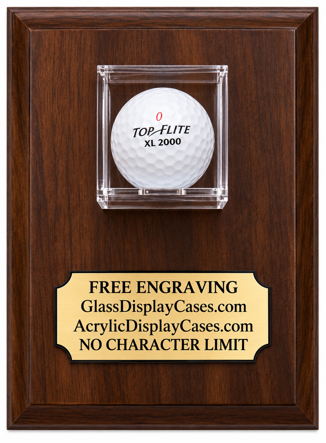 Personalized Hole in One Golf Ball Display Case: Walnut or Black Finish Wood Plaque, Free Engraving