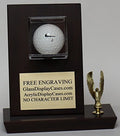 Personalized Golf Ball Display Case: Cherry Finish Wood & Acrylic, Free Engraving