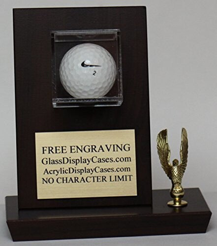 Personalized Golf Ball Display Case: Cherry Finish Wood & Acrylic, Free Engraving