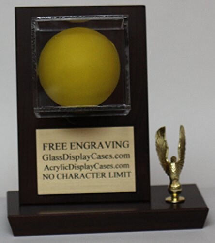 Lacrosse Ball Personalized Wood and Acrylic Desktop Display Case with Cherry Finish - Free Engraving