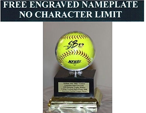 Personalized Softball Display Case: Acrylic Round Holder with Engraved Plate