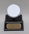 Engraved Hockey Puck Display Case: Acrylic Holder with Wood Base