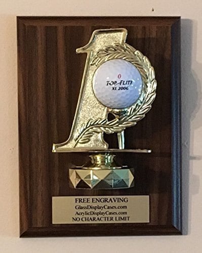 Personalized Hole in One Golf Ball Display: Walnut Wood Plaque, Free Engraving