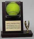 Tennis Ball Personalized Wood and Acrylic Desktop Display Case with Cherry Finish - Free Engraving