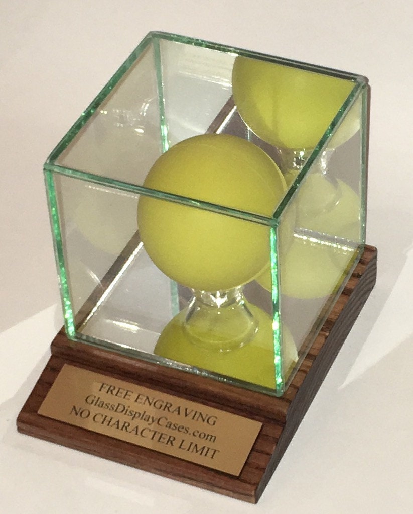 Personalized Lacrosse Ball Display Case: Solid Oak Base, Free Engraving