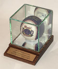 Personalized Baseball Display Case: Mahogany or Black Wood Base, Free Engraving