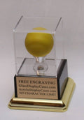 Lacrosse Ball Personalized Acrylic Display Case with Black and Gold Platform Base & Free Engraving