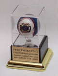 Baseball Personalized Acrylic Display Case with Black and Gold Platform Base & Free Engraving
