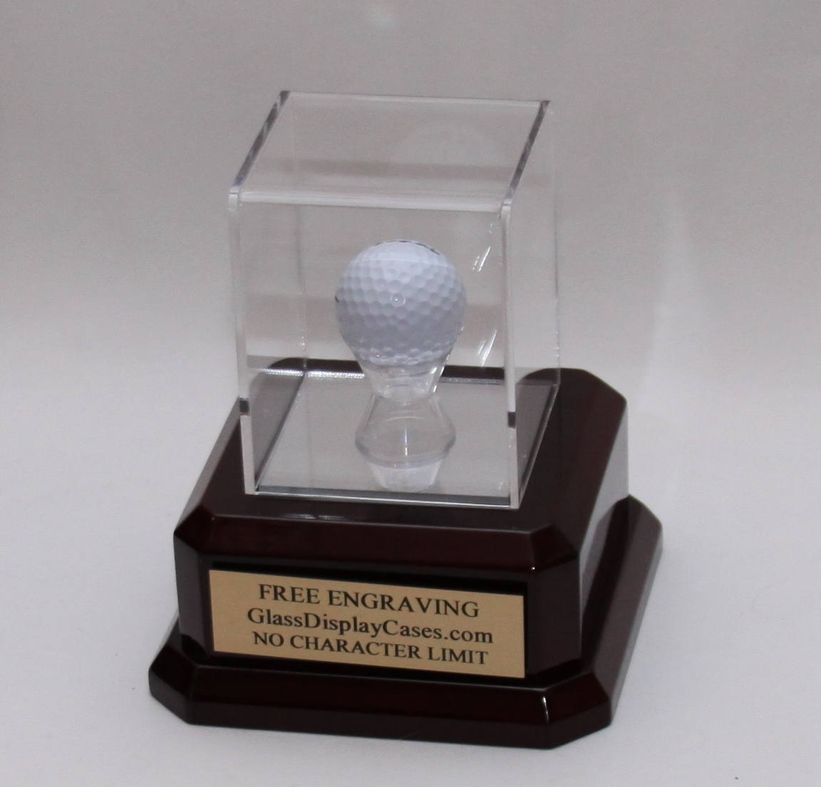 Personalized Golf Ball Display Case: Hole In One Award, Rosewood Base