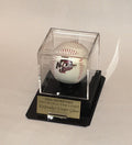 Baseball Acrylic Personalized - Engraved Display Case With a Black Octagon Base In and Custom Stand