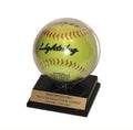Softball Acrylic Personalized - Engraved Display Case with Black Slant Base for an 11" Ball