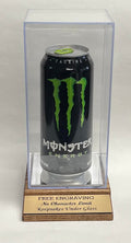Personalized Acrylic Beer Can Display Case For a 16oz: Mahogany or Black Wood Base