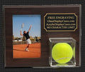 Personalized Tennis Ball & 4x6 Photo Display Case - Cherry Finish Wood, Wall Mount, Engraved