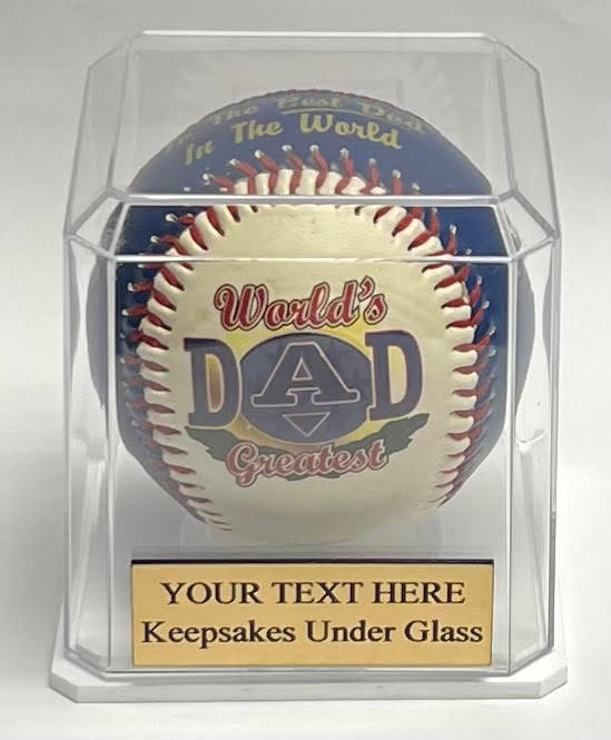 Beveled Acrylic Baseball Display Case with Custom Engraved Stand, Personalized Name Plate, Perfect for Sports Fans