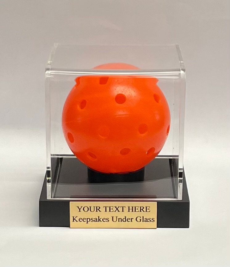 Pickleball Acrylic Display Case with Black Base & Custom Engraving